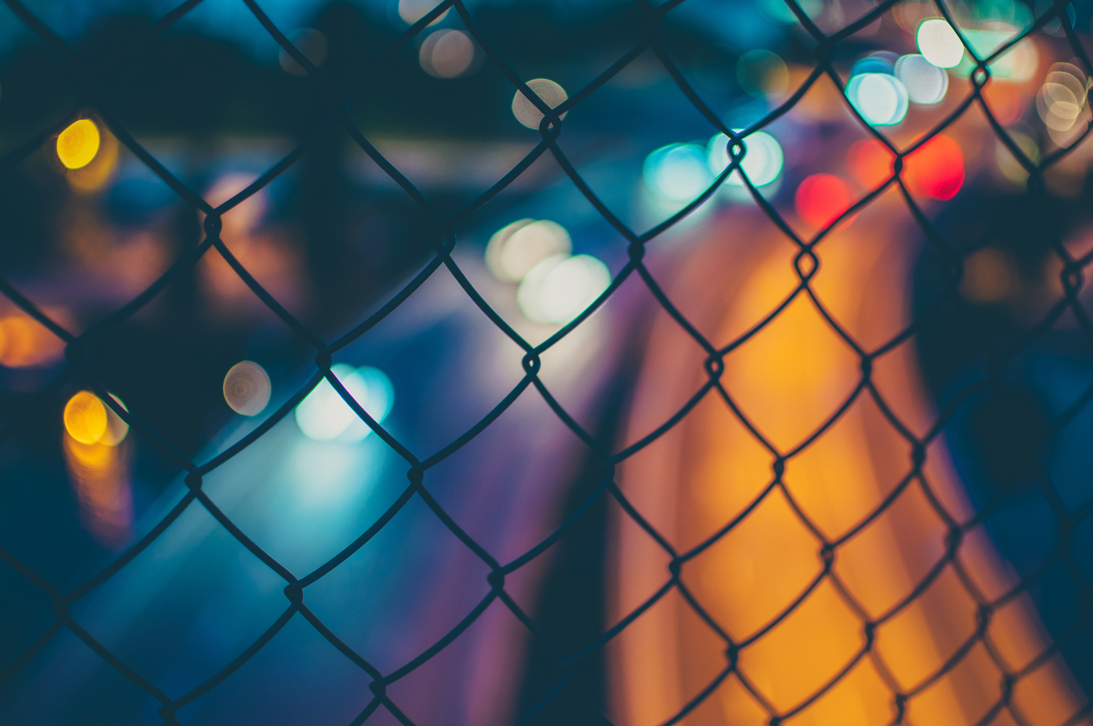 Fence with Blurred Urban Background